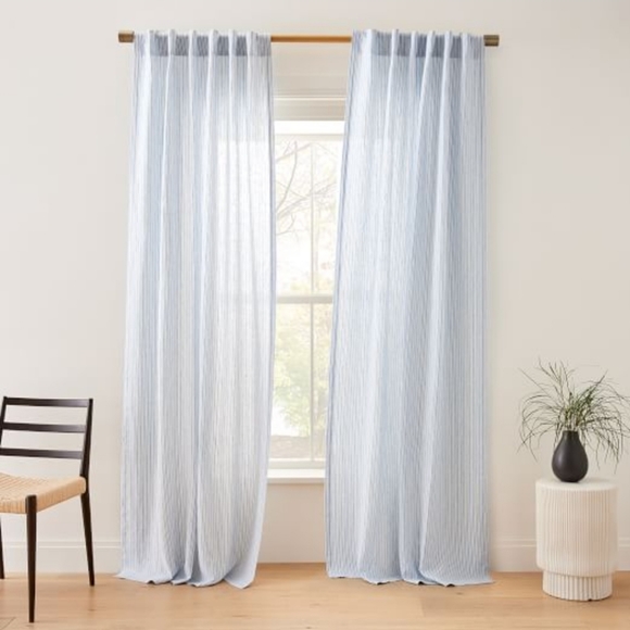 Canyon Stripe Pole Pocket Linen Curtain Panel